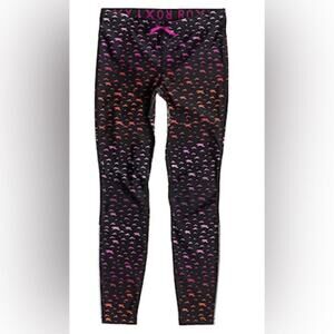 Roxy Relay Pant Black with Pink Purle Ombre Bird Motif Reflective Stripe Xs